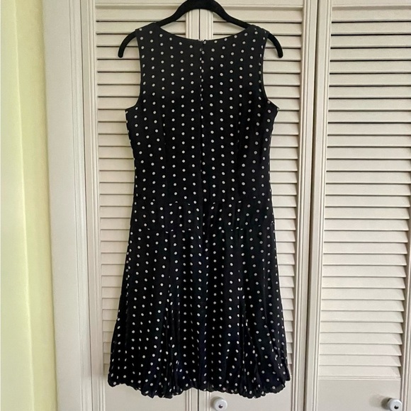 INC, LADIES BLACK & WHITE POLKA DOT DRESS. SCOOP NECKLINE & BANDED WAIST. SIZE 6 - Picture 2 of 5
